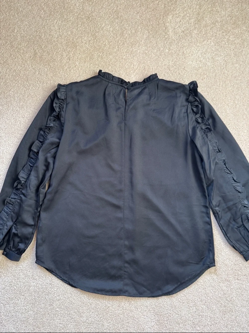 J. Crew Black Ruffle-Trim Long Sleeve Top - Picture 9 of 10